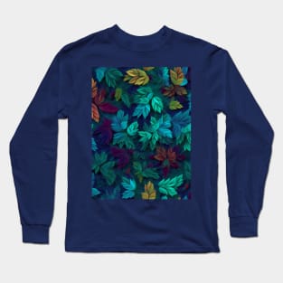 Aqua Turquoise Foliage Leafy Leaves Long Sleeve T-Shirt